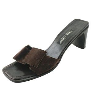 LKNW Dark Brown Suede PAUL GREEN Chunky Heel Slides Sandals 8 Handmade Austria
